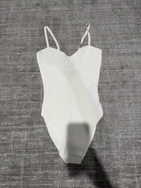 Zara Cream Ribbed One-Piece Bodysuit